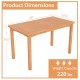 49-inch rectangle patio dining table made of teak wood, slatted tabletop, seats 6, ideal for backyard or poolside use.