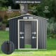 Gray 7x4 feet metal storage shed with sliding double lockable doors, featuring ample storage space and durable steel.