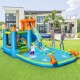 Side view of the inflatable water slide with bounce house, showcasing the large splash pool and climbing wall for kids'.
