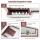 Wooden rabbit hutch with pull-out tray, iron wire protection, and convenient ramp for easy access and outdoor use.
