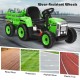 Green 12V ride-on tractor with detachable trailer, wear-resistant wheels, for kids 3+ years, ideal for outdoor fun.