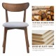 Upholstered dining chair with curved back, made of natural rubber wood, perfect for living room or dining room use.
