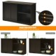 Kitchen storage cabinet with wood sliding doors, featuring height-adjustable shelves and a spacious top for display.