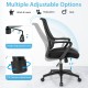 Modern black mesh chair featuring a curved backrest, adjustable height, and tilt tension for ergonomic comfort.