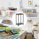 2-tier industrial end table with metal mesh shelves, featuring a rustic top and sturdy steel frame for versatile.