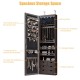 Lockable mirror jewelry cabinet with 5 LED lights, 6 drawers, and ample storage for organized accessory display.