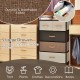 5-drawer dresser with a steel frame and wooden top, featuring durable fabric drawers for versatile storage solutions.