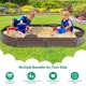 Sandbox with built-in corner seats in brown, featuring a dust-proof cover and bottomless design for outdoor play.