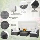 6-piece patio rattan furniture set with retractable canopy, featuring weather-resistant PE rattan and cushioned seating.