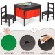 Kids activity table with two chairs in dark brown, featuring storage drawers and a smooth, waterproof surface for.