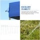 Ground stakes and tie downs for the 10 x 20 feet blue folding sun shelter, ensuring excellent stability outdoors.
