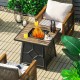 28-inch propane gas fire pit table with stainless steel burner, lava stone, and durable anti-rust frame for outdoor use.