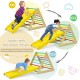 3-in-1 wooden triangle climber set with adjustable ramp, designed for kids' climbing and sliding, safe for ages 3+.