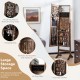 Standing jewelry cabinet in brown with full length mirror, featuring 75 earring slots and 4 storage shelves for.
