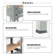 Close-up of the 5-tier steel shelving unit showcasing boltless construction and non-slip foot mats for stability.