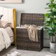 Brown 3-section laundry hamper with removable liner bag, built-in handles, and waterproof PE rattan for easy sorting.