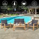 4-piece outdoor acacia wood chat set with removable cushions, perfect for patio or poolside relaxation.