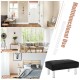 Rectangle tufted ottoman in black with stainless steel legs, ideal for living room, bedroom, or hallway use.