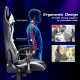 Ergonomic gaming chair in white with adjustable height, lumbar support, and backrest tilt for optimal comfort.