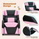 Kids youth PU leather gaming sofa recliner in pink with ergonomic design, adjustable footrest, and headrest for comfort.