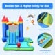 Kids inflatable bounce house water slide with colorful ball pit, mesh netting, and castle design for outdoor fun.