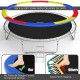 14 feet trampoline with safety enclosure net, colorful foam pads, and ladder for secure outdoor fun for kids and adults.