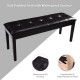 Upholstered dining room bench with button tufting, brown PU surface, and solid rubberwood legs for comfortable seating.