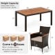 7-piece garden dining patio rattan set with acacia wood table, featuring 6 ergonomic chairs and removable cushions.