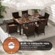 7-piece garden dining patio rattan set with acacia wood table, featuring built-in umbrella hole, perfect for outdoor.