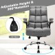 Adjustable swivel office chair in gray with high back, flip-up armrests, and ergonomic design for home or office use.