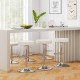 Set of 2 white PU leather swivel bar stools with chrome footrest, adjustable height, perfect for kitchen or bar seating.