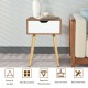 End side storage drawer nightstand with solid wooden legs, showcasing a sleek design and durable MDF construction for.