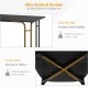 5-piece wood dining table set with sturdy iron frame, featuring dual-bar legs for stability and non-skid feet for floor.