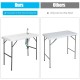 Folding cleaning sink table with sprayer, durable plastic, integrated drain, ideal for outdoor cleaning and potting.