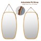 30-inch modern rectangle wall-mounted mirror with adjustable leather strap and bamboo frame, perfect for any room decor.