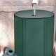 Collapsible 53-gallon rain barrel in green with water inlet filter, ideal for efficient water collection.