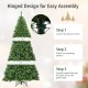 Hinged design for easy assembly of the 9 ft Premium Artificial Christmas Tree with sturdy metal stand and 1346 tips.