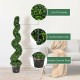 Artificial spiral boxwood topiary with lush PE leaves, sturdy metal trunk, and stable cement base for indoor or outdoor.