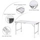 Height adjustable gray folding camping table with sturdy aluminum frame and triangular support for enhanced stability.