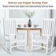 White wooden high back rocking chair with contoured seat, ideal for indoor and outdoor relaxation on patio or balcony.