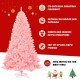 Full view of a 7.5 feet pink hinged artificial Christmas tree, made of high-quality PVC, perfect for festive.