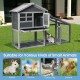 Wooden rabbit hutch with pull-out tray and ramp, eco-friendly firwood, suitable for small animals like rabbits and.