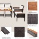 Patio rattan conversation set featuring solid acacia wood, weather-resistant brown PE rattan, and soft cushions for.