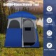 Double-room camping shower tent in blue, made of waterproof polyester, designed for two users with easy assembly and.
