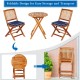 Patio folding bistro set featuring cushioned acacia wood chairs and a foldable table, ideal for outdoor use.