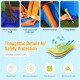 Kids inflatable bounce house features waterproof oxford cloth, mesh protective wall, and safety straps for outdoor fun.