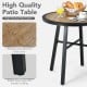 29-inch round patio table with wood-like top and sturdy steel frame, ideal for indoor and outdoor use.