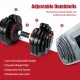 Adjustable dumbbell with 18 weight settings, ergonomic anti-slip handle, ideal for home or office workouts.