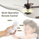 50-inch black ceiling fan light with explosion-proof glass lampshades, remote control, and 3-speed settings for.