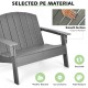 Gray HDPE patio Adirondack chair showcasing smooth surface and wide armrests, perfect for outdoor relaxation.